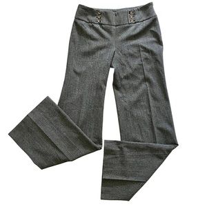 WHBM Gray/Black Plaid Wide Leg Trouser Pants- Front Sailor Buttons (size 0)